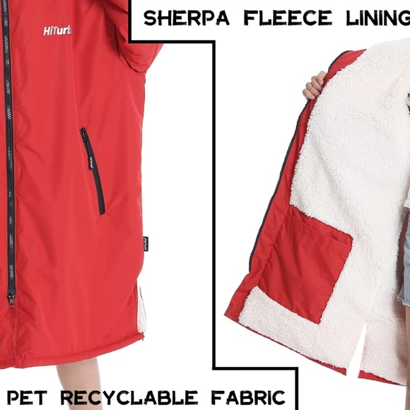 NWOT Hiturbo Warm Kids Oversize Swim Parka: Waterproof Changing Robe,Size 7 - 14 - Picture 3 of 11